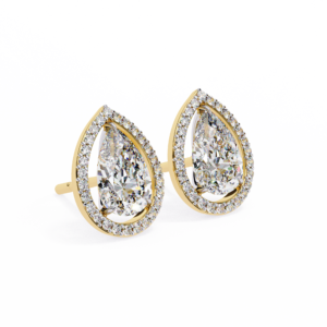 Pear Halo Studs